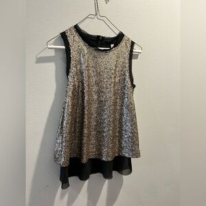 Xhilaration Silver Sequin Tank Top